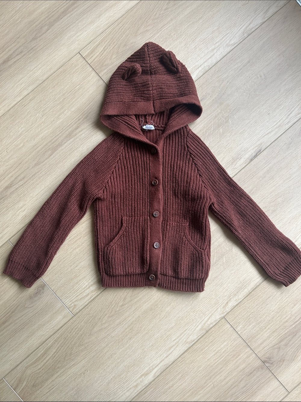 Jamie Kay Rust Brown Hooded Knit Cardigan with Ears
